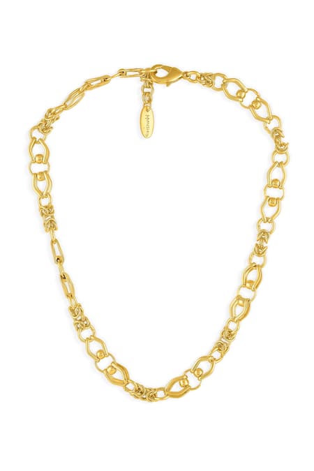 Shop Mnsh Gold Plated Chunky Chain Link Choker Necklace at Aza Fashions Shop_Mnsh_Gold Plated Chunky Chain Link Choker Necklace _at_Aza_Fashions