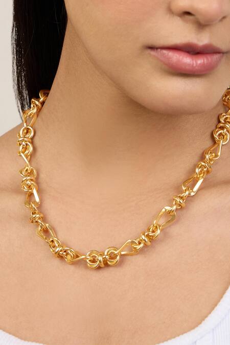 Shop Mnsh Gold Plated Chunky Chain Link Choker Necklace Online at Aza Fashions Shop_Mnsh_Gold Plated Chunky Chain Link Choker Necklace _Online_at_Aza_Fashions