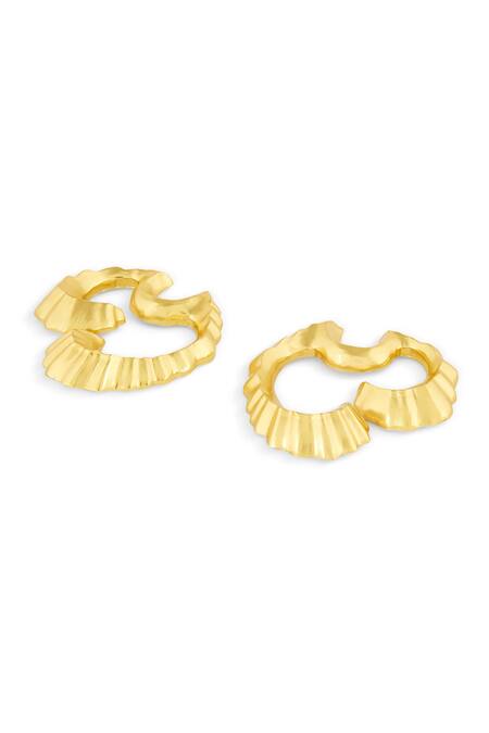 Mnsh Gold Plated Wave Textured Mini Earrings Online at Aza Fashions Mnsh_Gold Plated Wave Textured Mini Earrings _Online_at_Aza_Fashions