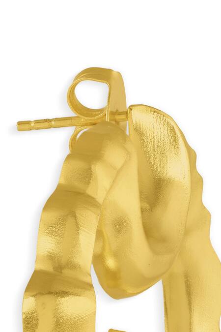 Buy_Mnsh_Gold Plated Wave Textured Large Earrings _Online_at_Aza_Fashions
