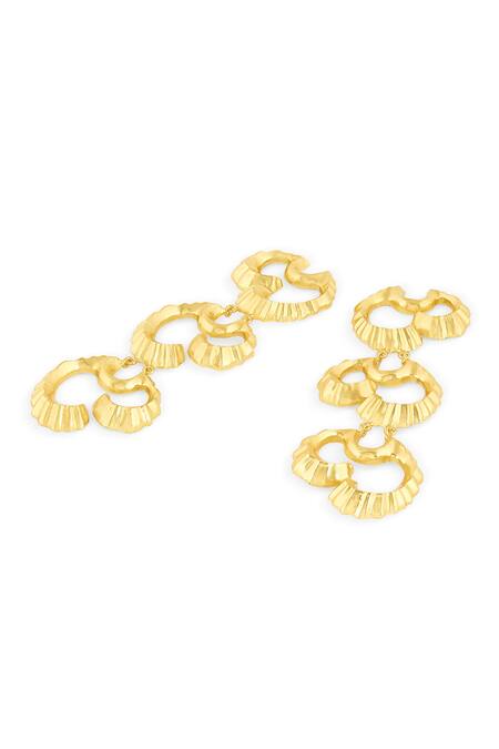 Mnsh Gold Plated Wave Textured Duster Earrings Online at Aza Fashions Mnsh_Gold Plated Wave Textured Duster Earrings _Online_at_Aza_Fashions
