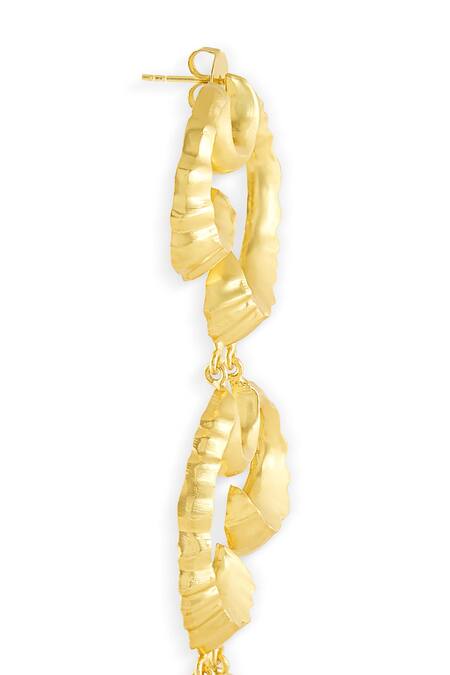 Buy Mnsh Gold Plated Wave Textured Duster Earrings Online at Aza Fashions Buy_Mnsh_Gold Plated Wave Textured Duster Earrings _Online_at_Aza_Fashions