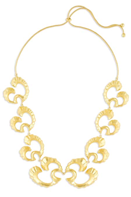 Shop Mnsh Gold Plated Textured Coral Wave Choker at Aza Fashions Shop_Mnsh_Gold Plated Textured Coral Wave Choker _at_Aza_Fashions