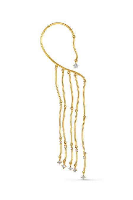 Shop Mnsh Gold Plated Crystals Cubic Zirconia Flow Ear Cuffs at Aza Fashions Shop_Mnsh_Gold Plated Crystals Cubic Zirconia Flow Ear Cuffs_at_Aza_Fashions