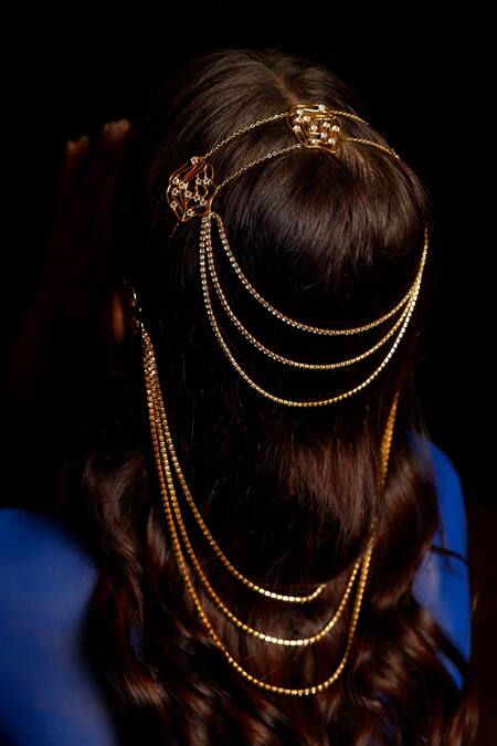 Shop_Mnsh_Gold Plated Cubic Zirconia Mathapatti_Online_at_Aza_Fashions