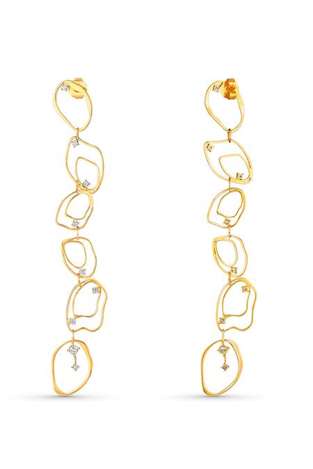 Mnsh_Gold Plated Crystals Cubic Zirconia Duster Earrings _Online_at_Aza_Fashions