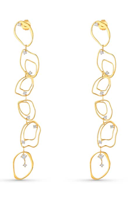 Shop_Mnsh_Gold Plated Crystals Cubic Zirconia Duster Earrings _at_Aza_Fashions