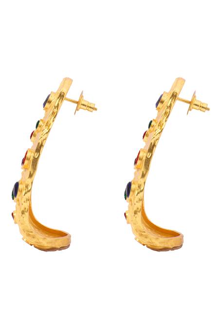 Mnsh Gold Plated Glitter, Stones Glass Diamond Hoops Online at Aza Fashions Mnsh_Gold Plated Glitter, Stones Glass Diamond Hoops _Online_at_Aza_Fashions