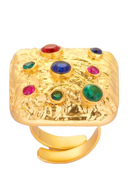 Mnsh_Gold Plated Crystals, Beads Glass Diamond Studs_Online_at_Aza_Fashions