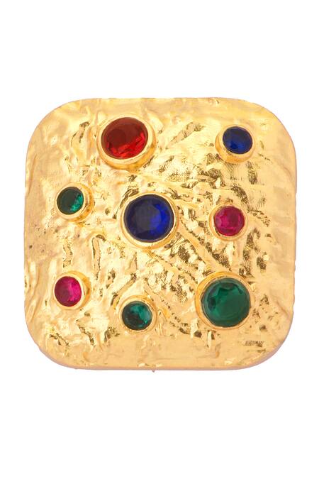 Buy_Mnsh_Gold Plated Crystals, Beads Glass Diamond Studs_Online_at_Aza_Fashions