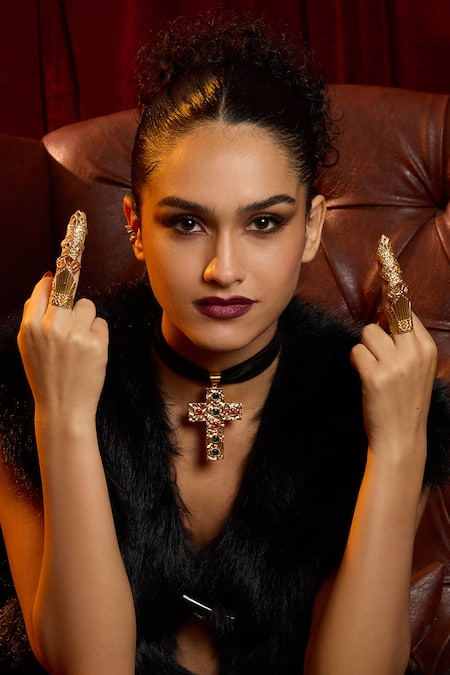 Shop_Mnsh_Gold Plated Glitter Glass Diamond Finger Ring