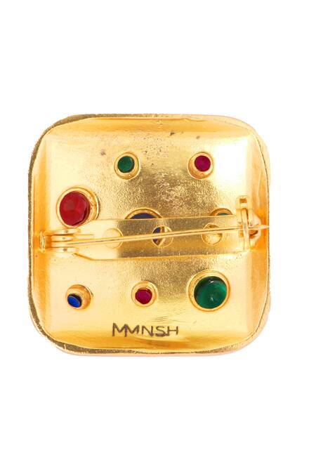 Mnsh Gold Plated Crystals Glass Diamond Studded Brooch Online at Aza Fashions Mnsh_Gold Plated Crystals Glass Diamond Studded Brooch_Online_at_Aza_Fashions