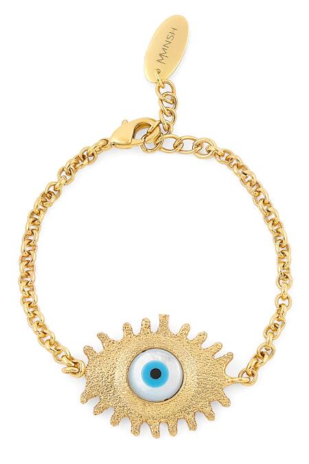 Shop_Mnsh_Gold Plated Pearls Evil Eye Shaped Bracelet_Online_at_Aza_Fashions