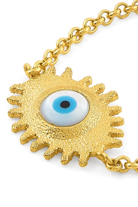 Mnsh_Gold Plated Pearls Evil Eye Shaped Bracelet_at_Aza_Fashions