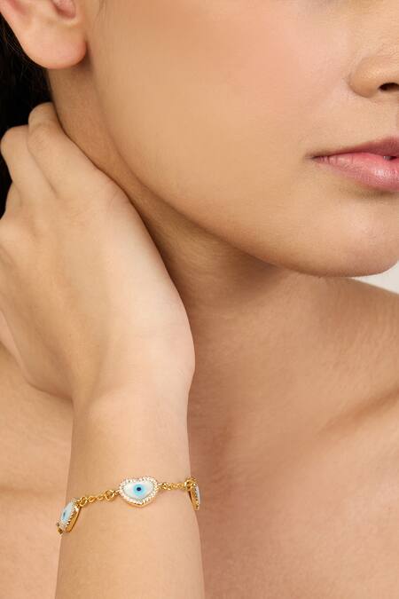 Shop Mnsh Gold Plated Pearls Evil Eye Heart Shaped Bracelet Online at Aza Fashions Shop_Mnsh_Gold Plated Pearls Evil Eye Heart Shaped Bracelet_Online_at_Aza_Fashions
