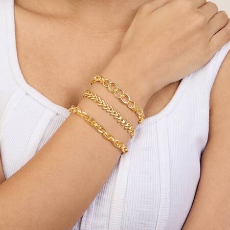 Mnsh Gold Plated Chain Link Stacked Bracelets Set at Aza Fashions Mnsh_Gold Plated Chain Link Stacked Bracelets Set_at_Aza_Fashions