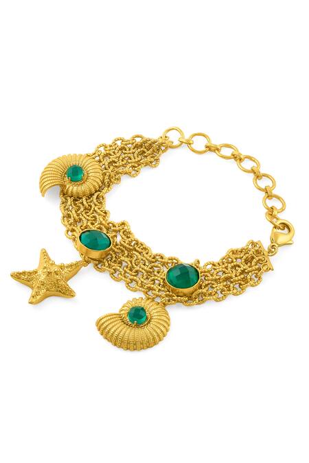 Mnsh Gold Plated Crystals Glass Stone Studded Charm Bracelet Online at Aza Fashions Mnsh_Gold Plated Crystals Glass Stone Studded Charm Bracelet _Online_at_Aza_Fashions