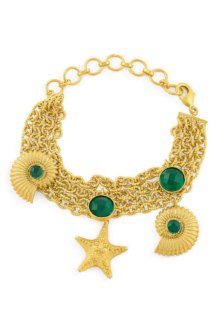 Shop Mnsh Gold Plated Crystals Glass Stone Studded Charm Bracelet at Aza Fashions Shop_Mnsh_Gold Plated Crystals Glass Stone Studded Charm Bracelet _at_Aza_Fashions