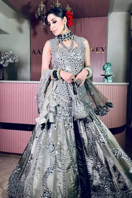 Kaynaat By Aanchal Sawhney Mirror Embroidered Kurta Sharara Set 