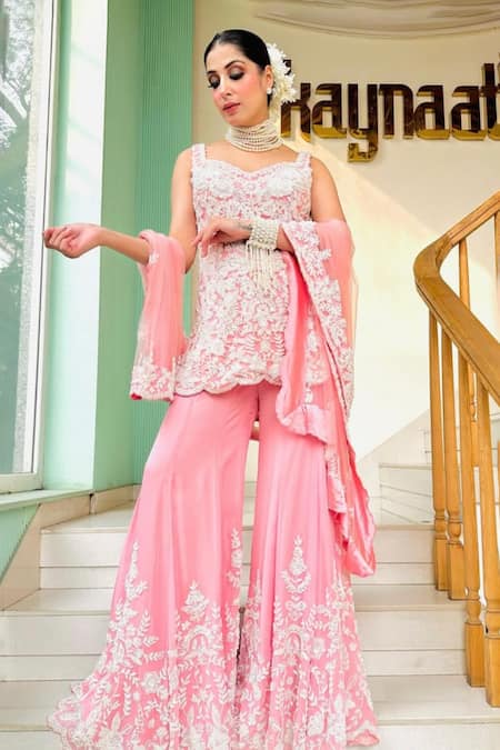 Kaynaat By Aanchal Sawhney Floral Embellished Kurta Sharara Set 
