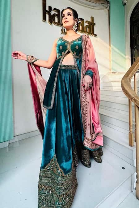 Kaynaat By Aanchal Sawhney Gota Embroidered Kurta Sharara Set 