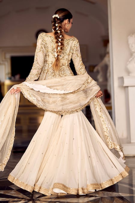 Kaynaat By Aanchal Sawhney Lotus Bloom Embroidered Kurta Gharara Set 