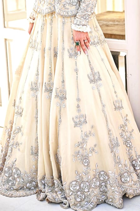 Buy Kaynaat By Aanchal Sawhney Yellow Tissue Pearls, Cut Work, Sequins Embroidered Kurta And Attached Lehenga Set Online at Aza Fashions Buy_Kaynaat By Aanchal Sawhney_Yellow Tissue Pearls, Cut Work, Sequins Embroidered Kurta And Attached Lehenga Set _Online_at_Aza_Fashions