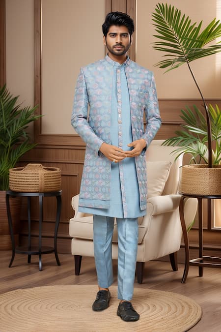 Arihant Rai Sinha Geometric Embroidered Sherwani Kurta Set 