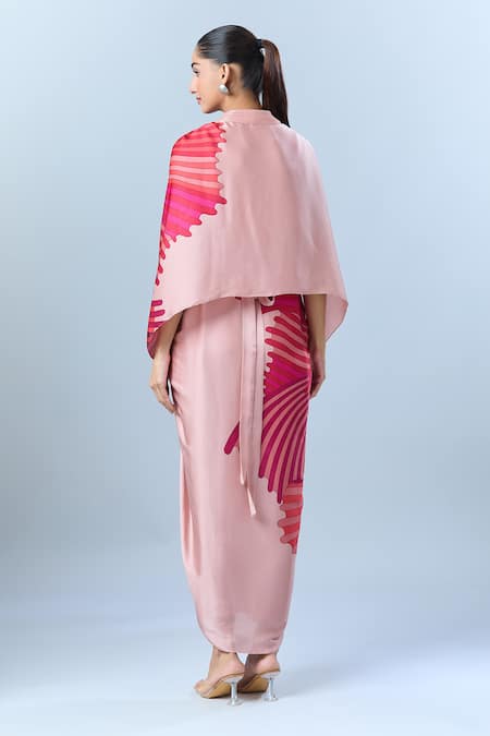 Amit Aggarwal Layered Dress With Abstract Print 