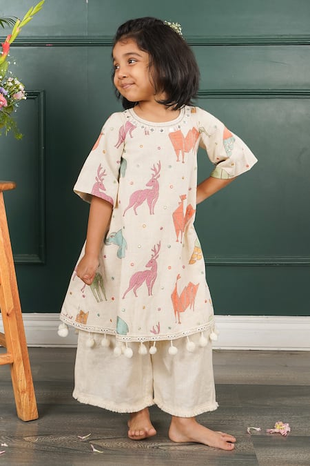 Shruti Jalan Animal Motif Embroidered Tunic & Palazzo Set 