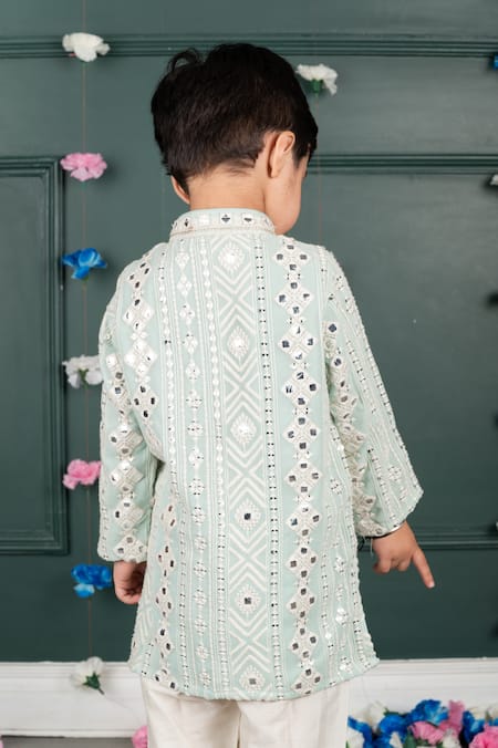 Shruti Jalan Blue Mirror Embroidered Kurta Set 