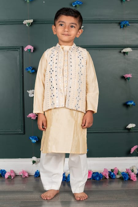 Buy Shruti Jalan Cream Cotton, Georgette Mirrors, Embroidery Bundi Kurta Set Online at Aza Fashions Buy_Shruti Jalan_Cream Cotton, Georgette Mirrors, Embroidery Bundi Kurta Set _Online_at_Aza_Fashions