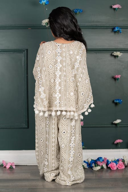 Shruti Jalan Stripe Embroidered Cape & Pant Set 