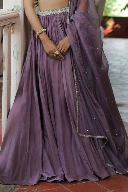 Enamour By Radha Purple Organza, Silk Beads, Zari Square Neck Embroidered Pleated Lehenga Set Online at Aza Fashions Enamour By Radha_Purple Organza, Silk Beads, Zari Square Neck Embroidered Pleated Lehenga Set _Online_at_Aza_Fashions