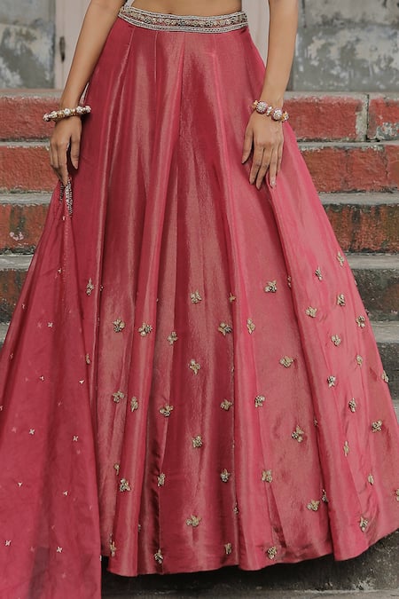 Buy Enamour By Radha Maroon Silk, Organza, Linen Sequins, Zari, Beads Floral Embroidered Lehenga Set Online at Aza Fashions Buy_Enamour By Radha_Maroon Silk, Organza, Linen Sequins, Zari, Beads Floral Embroidered Lehenga Set _Online_at_Aza_Fashions