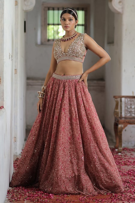 Enamour By Radha Embroidered Floral Print Lehenga Set 