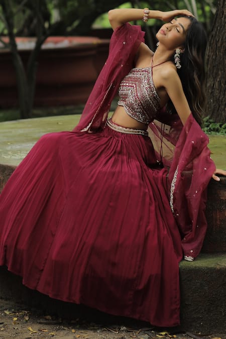 Enamour By Radha Zardozi Placement Embroidered Lehenga Set 