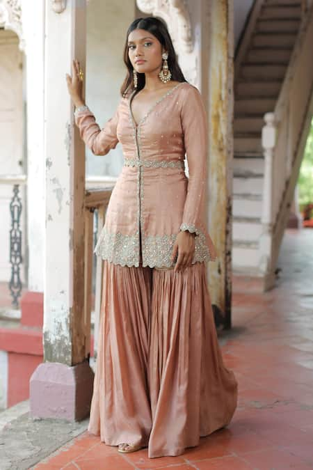 Enamour By Radha Bloom Vine Embroidered Kurta & Gharara Set 