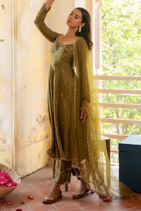 Enamour By Radha Cutdana & Moti Embroidered Anarkali Set 