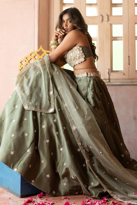 Enamour By Radha Bloom Motif Embroidered Lehenga Set 