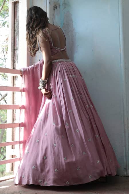 Enamour By Radha Cutdana Sequin Embroidered Lehenga Set 