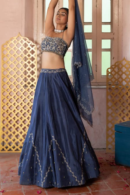 Enamour By Radha Mughal Bloom Embroidered Lehenga Set 