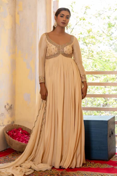 Enamour By Radha Zardozi Embroidered Yoke Anarkali Set 