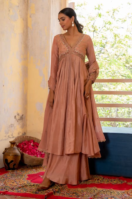 Enamour By Radha Bahara Embroidered Anarkali Sharara Set 