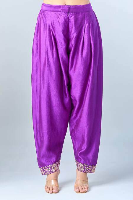 Buy Pink City By Sarika Purple Cotton Embroidery Floral Anarkali Set Buy_Pink City By Sarika_Purple Cotton Embroidery Floral Anarkali Set