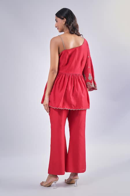 Samyukta Singhania Floral Embroidered Peplum Tunic & Pant Set 