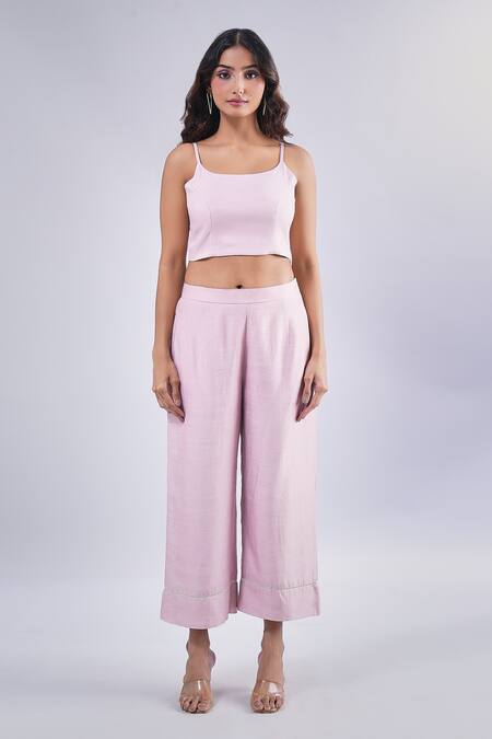 Samyukta Singhania_Pink Cotton, Silk Floral Vine Embroidered Cape And Pant Set_Online_at_Aza_Fashions