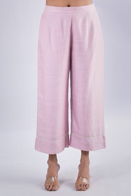 Shop_Samyukta Singhania_Pink Cotton, Silk Floral Vine Embroidered Cape And Pant Set_Online_at_Aza_Fashions