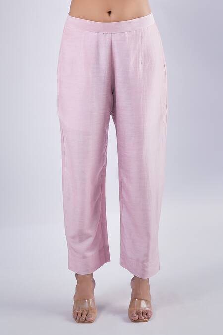 Samyukta Singhania_Pink Cotton, Silk Embroidery Round Neck Floral Dori Kurta And Pant Set_at_Aza_Fashions