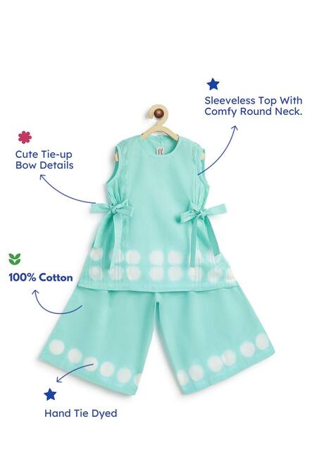 Buy Tiber Taber Blue Cotton Bows Tie-dye Top And Culotte Set Online at Aza Fashions Buy_Tiber Taber_Blue Cotton Bows Tie-dye Top And Culotte Set _Online_at_Aza_Fashions